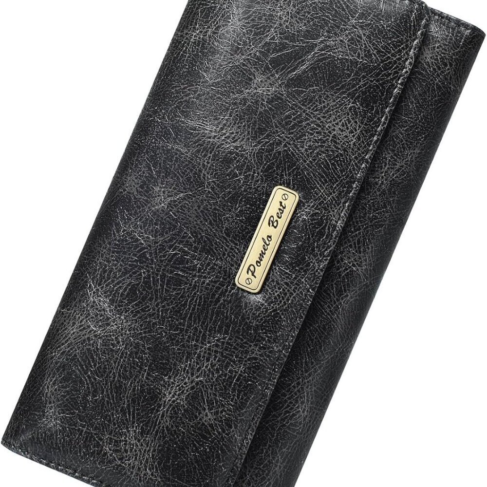 Women RFID Blocking Trifold Wallet Faux Leather Zipper Coin Pocket Compact